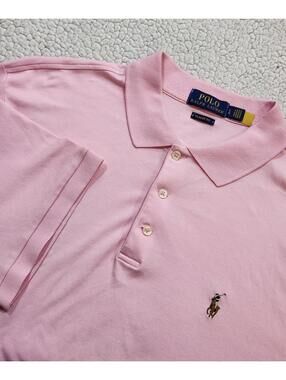 Mens Pink Polo Ralph Lauren Classic Fit Short Sleeve Polo Shirt Size Large NWOT